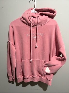 Sunkissed Coconut Heart Sleeve Pink Hoodie | size M